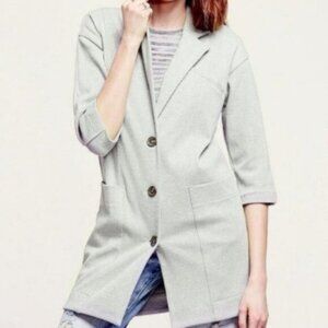 Free People | Whole Story Knit Oversized 3 Button Front Jacket Blazer Gray